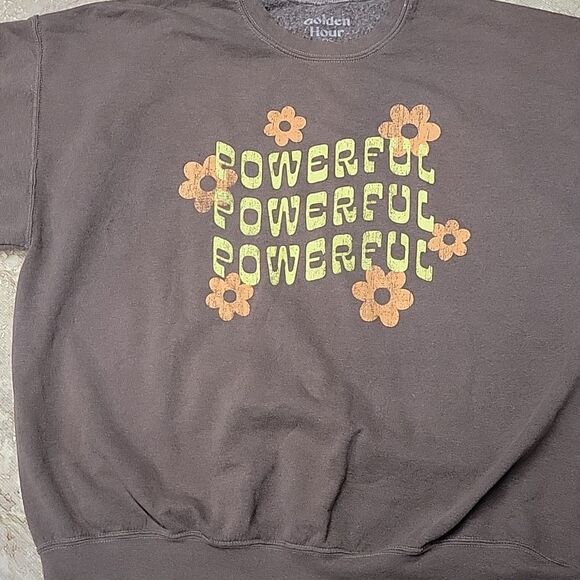 GOLDEN HOUR POWERFUL FLOWER BIG SWEATSHIRT FOR ALL W SIZE "ONESIZE " OS. 29X29" - Picture 2 of 4